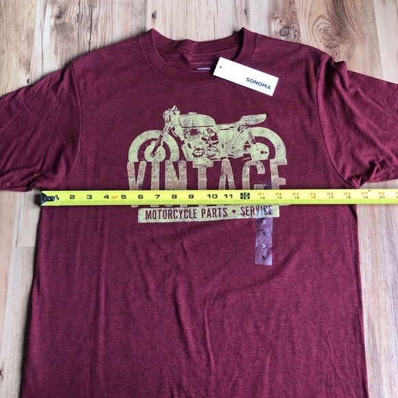 NEW SONOMA Vintage MOTORCYCLE PARTS + SERVICE Retro Graphic Tee Shirt Small Mens - Picture 7 of 13